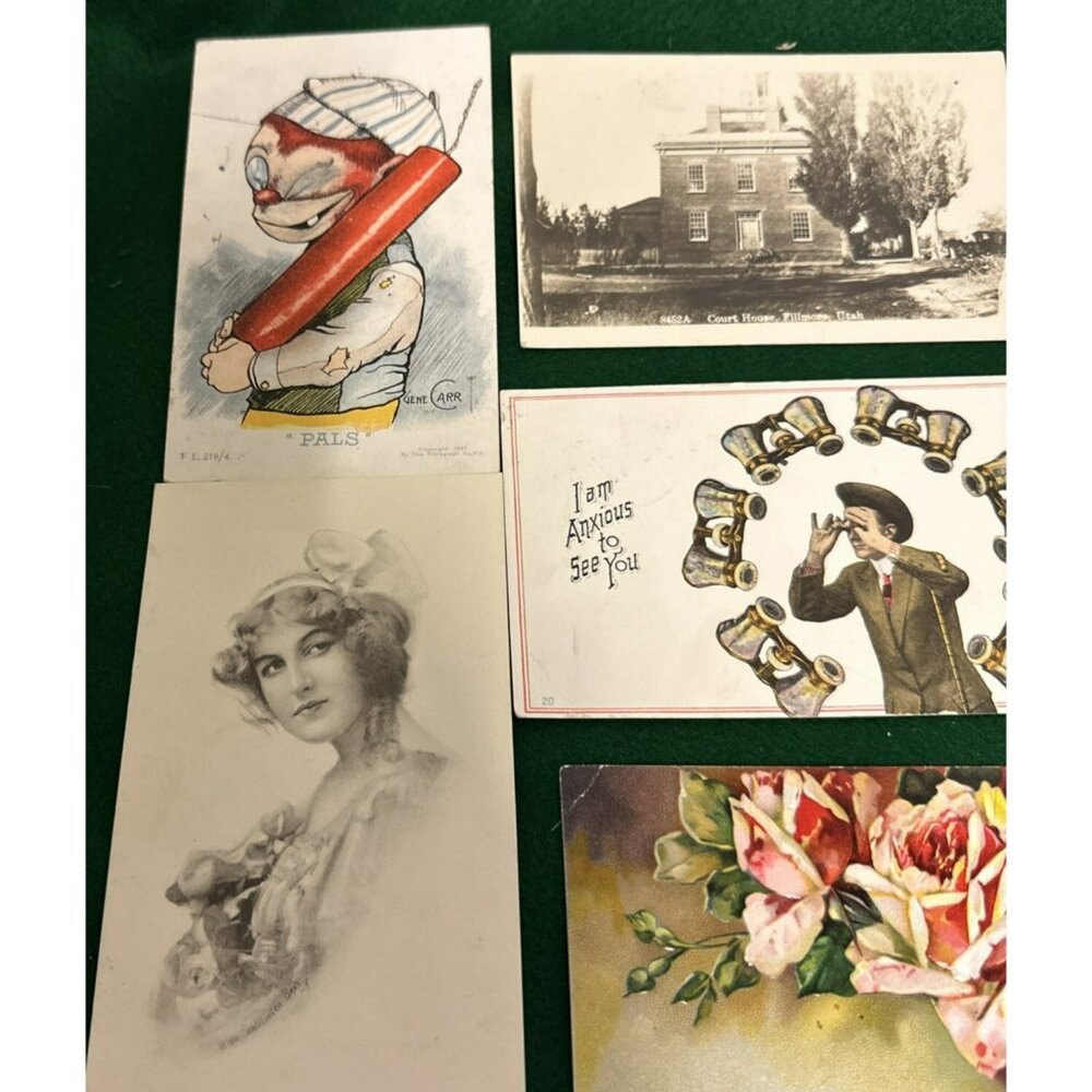 Antique Postcards with Memos and Postage Stamps 1908 through 1914 100 year old - Picture 9 of 16